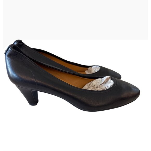 Ecco Leather Womens Low Heel Black Pumps Size 36 Elegant Dress Shoes - Picture 5 of 9